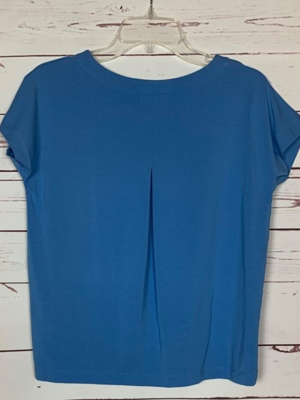 Blue Luxe Supima V Neck Short Sleeve Tee Shirt Top - Picture 2 of 2